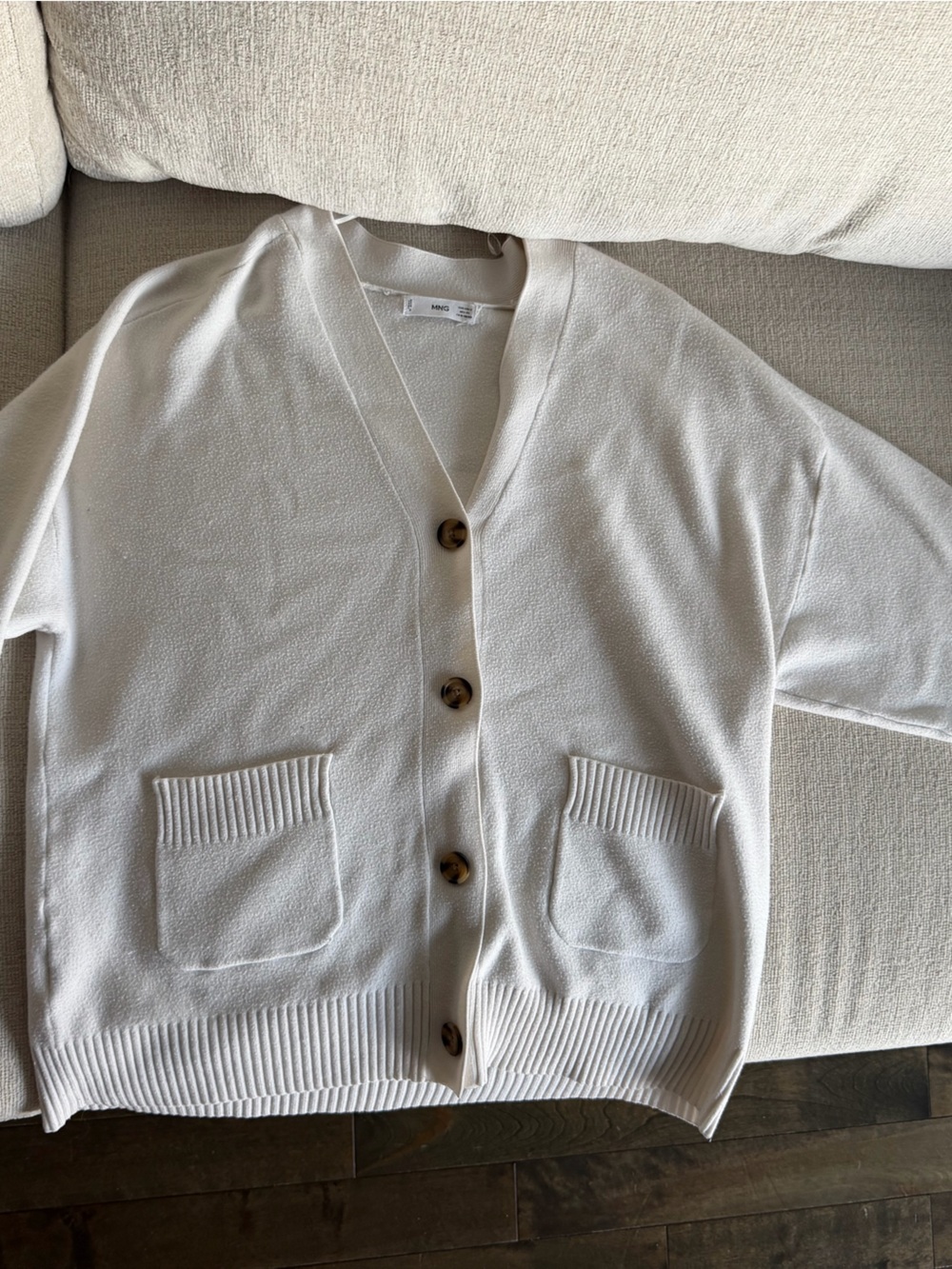 Mango Off-White Knit Cardigan